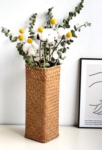 Vase en jonc de mer écologique tissé à la main pour la décoration Vase à fleurs de salon vintage décor en jonc de mer - Product Image 6