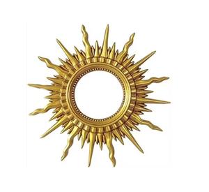 Espejo de metal moderno para decoración del hogar con forma de flor dorada decorativa con forma de pared redonda grande - Product Image 1