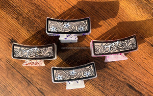 Nouvelle arrivée vente chaude Western élégant à la main usiné en cuir gravé pinces à cheveux en cuir griffe accessoires de cheveux pour les femmes - Product Image 2