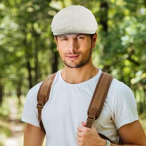 Men's <b>Summer</b> Cotton <b>Flat</b> <b>Cap</b> Breathable Adjustable Ivy Cabbie Newsboy Hat for Beach Casual Driving Hunting Beret <b>Cap</b> for Winter - Product Image 1