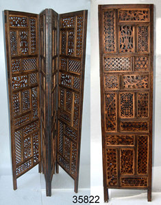 Antique Gỗ Màn Hình Trắng 4 Bảng Điều Chỉnh Phòng Divider Ấn Độ - Product Image 2