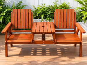 TACASA Weather Resistant Outdoor <b>Wooden</b> Conversation <b>Bench</b> with Built-In Table for Garden Patio Villa Hotel Lawn & Park - Product Image 4