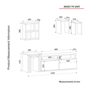 Exclusif De Luxe Aggloméré Missy Tv Unit Blanc-Noyer de Turkiye Best Seller - Product Image 5