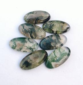 Pierre précieuse en vrac de Cabochon ovale d'agate de mousse verte naturelle pour la fabrication de bijoux - Product Image 3
