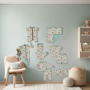 Combinaison bébé unisexe à manches longues en bambou, respirante, antibactérienne, écologique, avec fermeture YKK bidirectionnelle, impression personnalisée, vente en gros pour nouveau-nés - Product Image 2