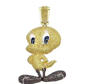 Bolsa de dinero colgante Iced Out Jewelry 10K oro amarillo VVS Moissanite diamantes cadena cubana 3D nombre personalizado Hip Hop colgante - Product Image 1