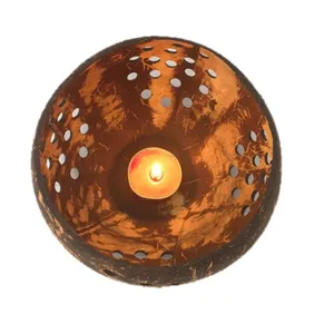 Hot 2023 Handmade and Organic Coconut Shell Candle Holder Vietnam/ Coconut Tea Light Holder With High Quality