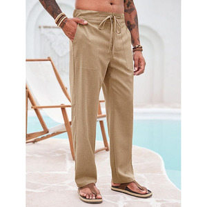 Pantalones Casuales de Lino/Algodón para Hombre, Estilo Hip Hop, Elegante, Urbano, de Secado Rápido, Ecológicos, Transpirables, con Bolsillos Laterales para Exteriores - Product Image 3