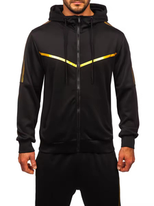 Custom 100% Cotton Black Training Tracksuit for Men | Two Piece Sportswear Sweatsuit Set for Gym and Casual Wear - Product Image 2