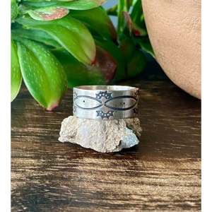 Handmade Ethnic <b>Statement</b> <b>Ring</b> Navajo-Made Sterling <b>Silver</b> Band with Natural Stone Size 11.75 for Everyday Wear - Product Image 1