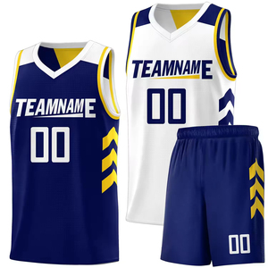 Ensemble de maillots de basket-ball en maille double face personnalisés en gros, impression par sublimation, uniformes de basket-ball réversibles pour l'entraînement des jeunes - Product Image 3