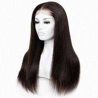 Perruque Lace Front 13x4 en Cheveux Humains Brésiliens Vierges 11A, Lisses, Longs, Brun Foncé, avec Dentelle Transparente Soyeuse