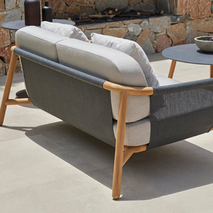 Canapé minimaliste structure en bois siège rembourré neutre dossier souple - Product Image 4