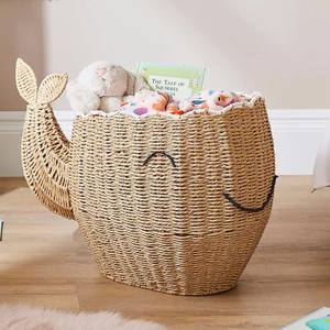 Cesta organizadora infantil con diseño de ballena tejida en hierba marina, para habitación de bebés y niños, cesta de animales hecha a mano en Vietnam. - Product Image 2