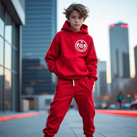 Ensemble de survêtement en polaire respirant et écologique pour garçons, design 2 en 1, vêtements de sport, sweat-shirt à capuche et pantalon de jogging surdimensionné