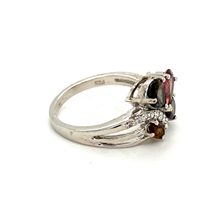 Bague pour femme en argent sterling 925 plaqué rhodium fin Belles pierres précieuses naturelles multi-tourmalines pour les fêtes de mariage