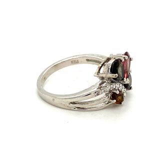 Anillo chapado en rodio fino de Plata de Ley 925 para mujer, hermosas piedras preciosas naturales multiturmalina para fiestas de boda - Product Image 2