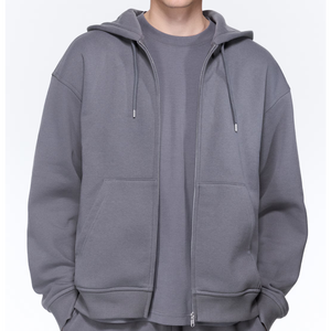 Sweat à capuche zippé unisexe pour homme, coupe ample, épaules tombantes, uni, 100% coton, service OEM, tricoté, respirant, coupe-vent - Product Image 1