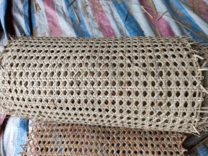 Chaise Bejuco en rotin naturel, chaise en rotin avec cadre chromé, chaises de salle à manger en porte-à-faux - Product Image 2