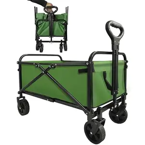 THCW10011 - Carrinho de praia dobrável para acampamento, carrinho de praia dobrável resistente, grande capacidade, verde
