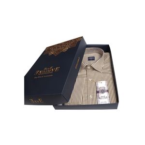 Black Striped French Double <b>Cuff</b> Shirt - Product Image 1