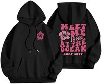 Sudadera con Capucha Oversize de Forro Polar para Mujer, Rosa, Estampado Digital Invernal, Bordada, Teñida Lisa, Ecológica, Informal