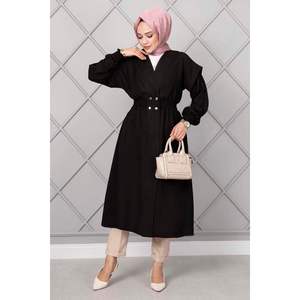 Cape longue taille élastique pour hijab noir - Product Image 1