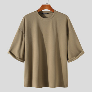 เสื้อยืดผู้ชายไซส์ใหญ่คุณภาพสูง ทันสมัย สไตล์ลำลอง ผ้าถัก 100% คอตตอน เนื้อหนา สีพื้น ระบายอากาศได้ดี ไม่เป็นขุย - Product Image 1