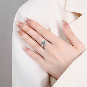 Love Heart Shaped Wedding <b>Engagement</b> Anniversary 2 CT VVS1 Moissanite Halo Design Prong Setting Trendy S925 <b>Sterling</b> <b>Silver</b> <b>Ring</b> - Product Image 5