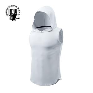 Sudadera con capucha sin mangas para hombre más vendida, ropa de entrenamiento de gimnasio personalizada, sudadera lavada con patrón sólido a la moda - Product Image 5