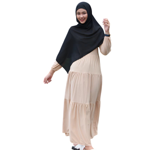 Zevanya haute qualité modeste longue robe en crêpe pour les femmes musulmanes Durable ethnique écologique Anti-rides asymétrique Silhouette - Product Image 1