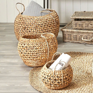 Cesta de jacinto de agua seca ecológica artesanal al por mayor con asas para un fácil almacenamiento y decoración-LOTO AZUL de Vietnam - Product Image 5