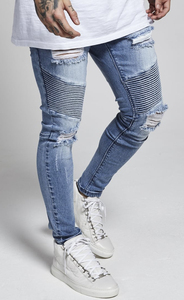 OEM ผู้ชายกางเกงยีนส์กางเกงทรงเข้ารูปที่กําหนดเองที่กําหนดเองคุณภาพสูงกางเกงยีนส์บางยืดแนวโน้มยาวขายส่งกางเกงผู้ชายฉีกกางเกงยีนส์กางเกง - Product Image 2