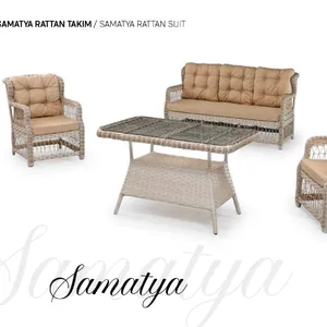 廉价户外Samatya沙发藤条柳条庭院花园沙发套装家具防水框架土耳其风格客厅