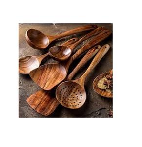 Utensilios de cocina de madera con mango, cucharas de cocina de madera, Juego de 2 herramientas de cocina para cocinar - Product Image 1