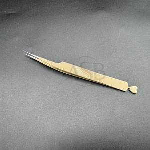 Pince à épiler d'extension de cils en forme de cœur mince et droite avec logo personnalisé brun nu durable en acier inoxydable japonais prise solide - Product Image 2