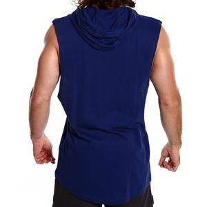 Solid Color Breathable Hooded <b>Gym</b> Fitness Customization logo Hooded Breathable Sleeveless tank Top for <b>Men</b> - Product Image 3