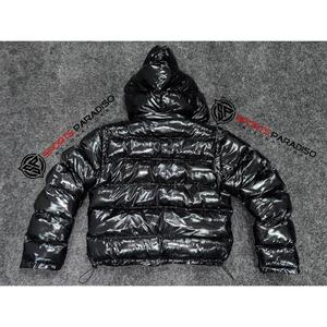 Men's High Shine Customized Color Puffer <b>Jacket</b> Winter Hooded Stand Collar Zipper Casual Long Waterproof Windproof Breathable - Product Image 4