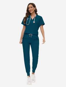Conjuntos de Uniformes Médicos de Moda para Hospital, Pantalones Jogger para Hombre y Mujer, Mezcla de Algodón Elástico Tipo Denim - Product Image 3