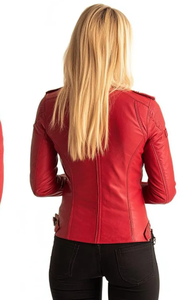 แจ็กเก็ตหนังสำหรับผู้หญิงสำหรับผู้หญิงแจ็กเก็ตหนัง Nappa ทำมืออาชีพ - Product Image 3