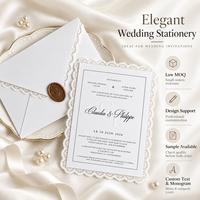 Ensemble d'invitations de mariage personnalisées avec bordure en dentelle, carte de rappel de date et carte RSVP, estampage à chaud en relief, impression typographique