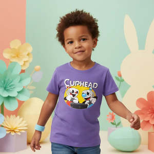 T-shirt de jeu Cuphead pour enfants, matière jersey 100% coton - Product Image 2