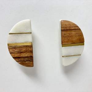 Boutons en bois de marbre pour portes de placard, bois massif de qualité supérieure, combinaison de pierre, idéal pour les projets de meubles de luxe - Product Image 1