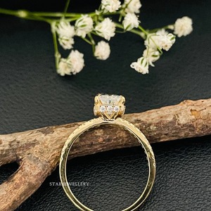 14K oro sólido 1,50 Ct radiante Moissanite diamante solitario anillo de compromiso, corte radiante Moissanite diamante solitario anillo - Product Image 4