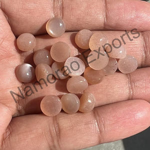 Piedra Lunar de Melocotón Natural, Cabujón Redondo de 5x5 mm, Todos los Tamaños Disponibles, Parte Posterior Plana, Piedra para Fabricación de Joyas, Piedras Preciosas Sueltas - Product Image 3
