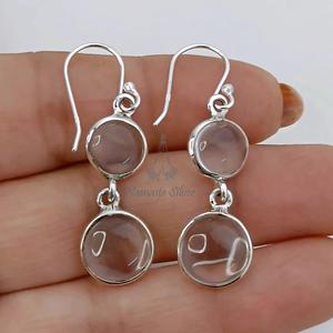Boucles d'oreilles pendantes en quartz clair, bijoux en cristal de guérison faits à la main en argent sterling 925 - Product Image 3