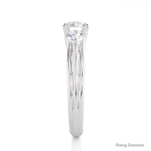 0,66 Ct Cut Lab Grown Diamond Anillo de compromiso Tres piedras 14K Oro blanco CVD Estilo bohemio IGI Certificado Regalo de aniversario para - Product Image 3