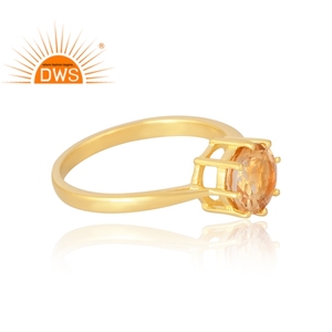 Anillo de piedras preciosas de citrino natural chapado en oro de 18 quilates de plata de ley 925, fabricante de joyería fina Demi - Product Image 4