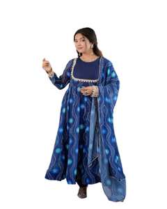 Robe Anarkali en soie de qualité supérieure, taille unique, broderie, incontournable, vêtements indiens et pakistanais décontractés pour les fêtes, la saison des mariages, fourrure - Product Image 1