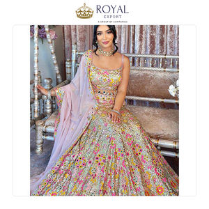 ชุดเลเฮนกาโชลีงานแต่งงานแบบกึ่งสำเร็จรูป ผ้าจอร์เจตต์เทียม ดีไซน์เนอร์คุณภาพพรีเมียม แฟชั่นล่าสุด ลดราคาพิเศษสำหรับผู้หญิง - Product Image 5